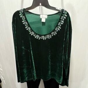 Embellished Green Velvet Top